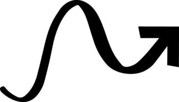 Black upward arrow following a sine wave, illustrating a positive trend and consistent growth over time against a clean white background, symbolizing progress and success vector