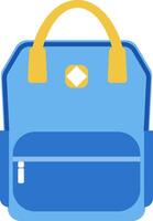 Stylish blue backpack with a prominent yellow handle stands out against white background, symbolizing the excitement and preparation for the back to school season vector