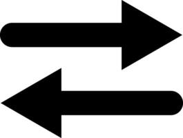 Two thick black arrows are pointing in opposite directions, one to the right and one to the left, on a clean white background, symbolizing decision making, choices, or opposing forces vector