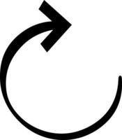 Bold black curved arrow pointing right, creating a semi circle and representing forward movement, progress, and direction, embodying a modern and minimalist design element vector