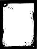 Black grunge border creates a striking frame around a clean white copy space, accented by dynamic paint splatters, offering a versatile design element for various creative projects vector