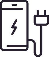 Battery charging icon featuring a smartphone displaying a lightning symbol alongside an electric plug, illustrating concepts of energy, power, and connectivity in modern technology vector