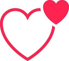 Red outlined heart merging seamlessly with a solid red heart, representing the beautiful union of two entities in a loving and deeply connected relationship filled with affection vector