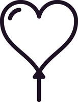Simple, minimalist line art illustration of a heart shaped balloon floating with a string attached, representing love, romance, and celebrations vector