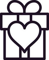 Simple line drawing of a gift box with a ribbon and a heart, symbolizing love, care, and affection, perfect for Valentine's Day, anniversaries, or any special occasion vector