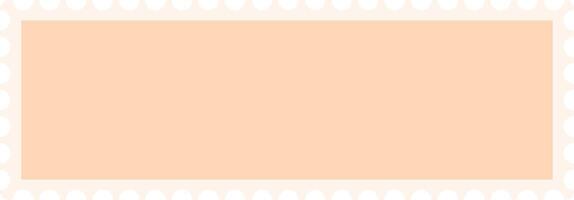 Horizontal blank rectangular postage stamp with a light orange background and a white scalloped edge is displayed on a white background, providing copy space for text or designs vector