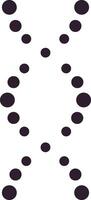 Black dots moving and converging, creating a double helix shape resembling a DNA strand against a clean white backdrop, symbolizing genetic coding or scientific processes vector