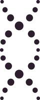 Scientific illustration featuring a double helix of black circles in varying sizes on a white background, symbolizing DNA, genetics, and biological research vector