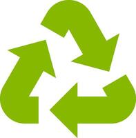 Universal recycling symbol featuring three green arrows in a continuous loop, representing the transformation of waste into reusable resources and promoting sustainability vector