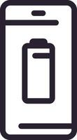 Minimalist illustration of a smartphone displaying a low battery status, emphasizing the need for charging and power management in modern mobile devices vector