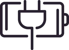 Simple line drawing depicting an electric plug connecting to a battery, illustrating concepts of charging, energy flow, and electrical power in a clean and modern design vector