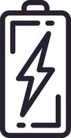 Simple line drawing of a battery with a lightning bolt symbol inside, representing the concept of fast charging technology for electronic devices vector