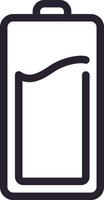 Simple half charged battery icon featuring a wavy line indicating charge level, ideal for user interfaces and power status displays in various digital devices and applications vector