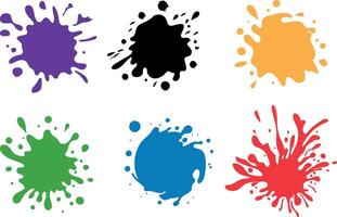 Set of 6 colorful Ink Spots vector