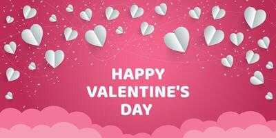 Horizontal banner with a black and read Happy Valentine's Day sale banner design template. vector