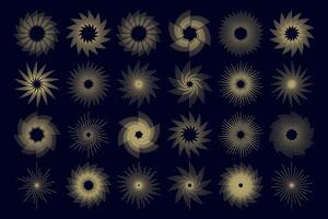 Fireworks set gold fireworks with lines and sparkles firework collection vector