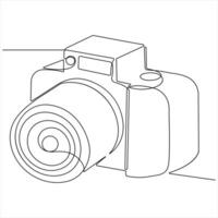Continuous camera single line art drawing sketch illustration vector