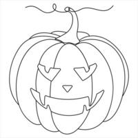 Halloween Pumpkin one line continuous single line art drawing outline design illustration vector