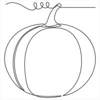 Pumpkin one line continuous single line art drawing outline design illustration vector