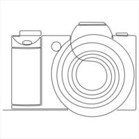 Continuous camera single line art drawing outline style illustration vector