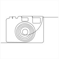 Continuous single line drawing Camera single line draw style illustration vector