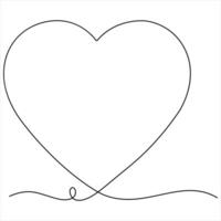 Single line continuous drawing of love sign with heart minimalist of love concept vector