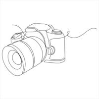 Camera one line continuous single line art drawing outline design illustration vector
