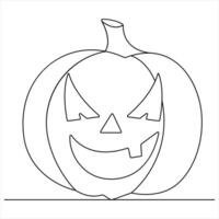 Halloween Pumpkin one line continuous single line art drawing outline design illustration vector