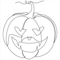 Halloween Pumpkin one line continuous single line art drawing outline style illustration vector