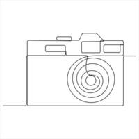 Continuous camera single line art drawing outline design illustration vector