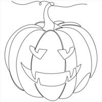 Halloween Pumpkin one line continuous single line art drawing outline style illustration vector