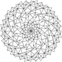 Simple outline mandala of triangles, creative zen coloring page for activity and design vector