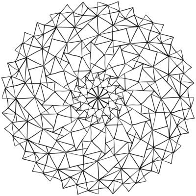 Simple outline mandala of triangles, creative zen coloring page for activity and design