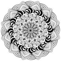 Abstract outline mandela with zen patterns, meditative coloring page for activity vector