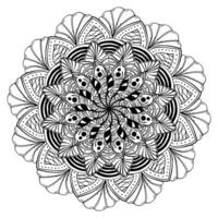 Abstract outline mandela with zen patterns, creative coloring page for activity vector