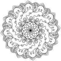 Outline mandala for Halloween, coloring page with ghost and sweets for activity and design vector