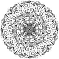 Outline mandala for Halloween, coloring page with spider, web and dark castle for activity and design vector