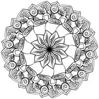 Outline mandala for Halloween, coloring page with a cauldron with potion and sweets for activity and design vector