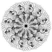 Abstract outline mandala with zen patterns, fantasy coloring page for activity vector