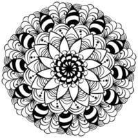 Abstract Outline Mandala with Zen Patterns, Tangled Coloring Page for Activity vector