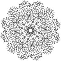 Simple outline mandala with stars, creative zen coloring page for activity and design vector