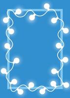 Vertical frame decorated with shining light bulbs. template ornated with glowing garland lights. Elegant design with empty space inside. vector