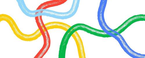 Abstract horizontal background with hand-drawn colorful wavy lines. Design template for web banner, poster, social media, print. vector