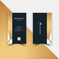 Stylish new vertical golden color and dark blue color visiting card design vector
