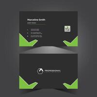 Horizontal size green color and black color stylish new business card design vector