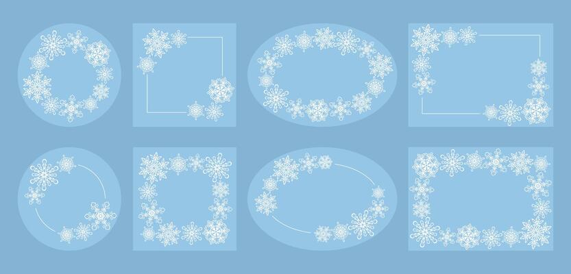 Winter frames with snowflakes