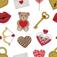 valentine's day seamless pattern with flat illustrations. valentine seamless texture vector