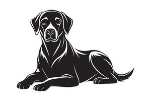 Minimalist Black LabradorMinimalist Black Labrador Silhouette in Calm Lying down,Sleeping and Resting Pose vector
