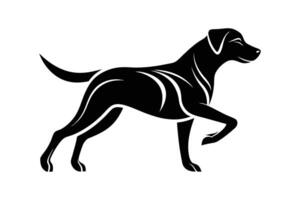 Silhouette of a Labrador Retriever in a striking pose, such as running gracefully vector