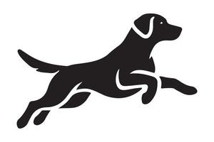 Silhouette of a Labrador Retriever in a striking pose, such as Leaping mid-air attentively vector